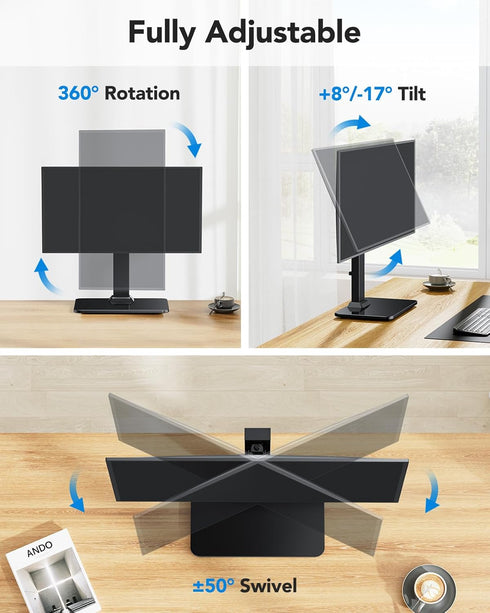 HUANUO 13 34 Inch 44lbs, 5 360 75x75mm/100x100mm Monitor Stand, Freestanding VESA Mount for to Screens, Holds up