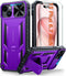 FNTCASE Heavy Duty Shockproof Cover for iPhone 15 Plus, Rugged Military Grade Protection with Kickstand, Purple