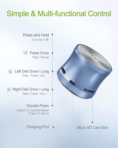 EWA A109mini Bluetooth Speaker with Bass Radiator, Portable Loud Speaker for Home, Hiking, Travel