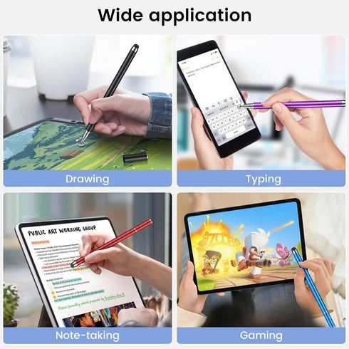 MEKO 4 Pack Stylus Pens for Touchscreens, 2-in-1 High Sensitivity & Precision Capacitive Stylus for iPad, iPhone,