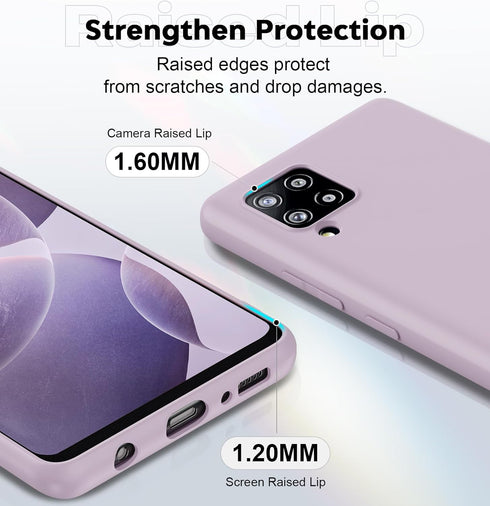 LeYi Phone Case for Samsung Galaxy A42 5G, Liquid Silicone Slim Cover with 2 Pack Tempered Glass Protector, Purple