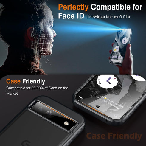 LK 2 Pack Screen Protector for Google Pixel 8a - Military Grade, HD Ultra-thin, 9H Hardness, Anti-Scratch, with Camera