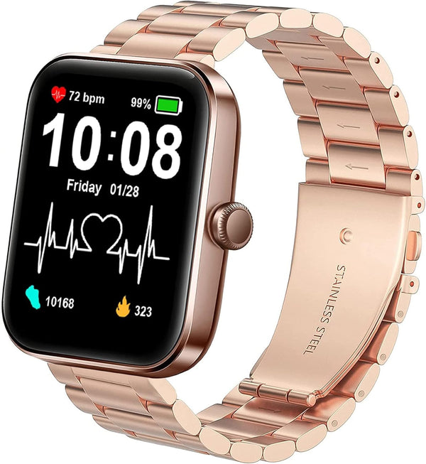 Stainless Steel Metal Replacement Strap for SKG V7 Bands, Compatible with TOZO S2 44mm and Other Smartwatches