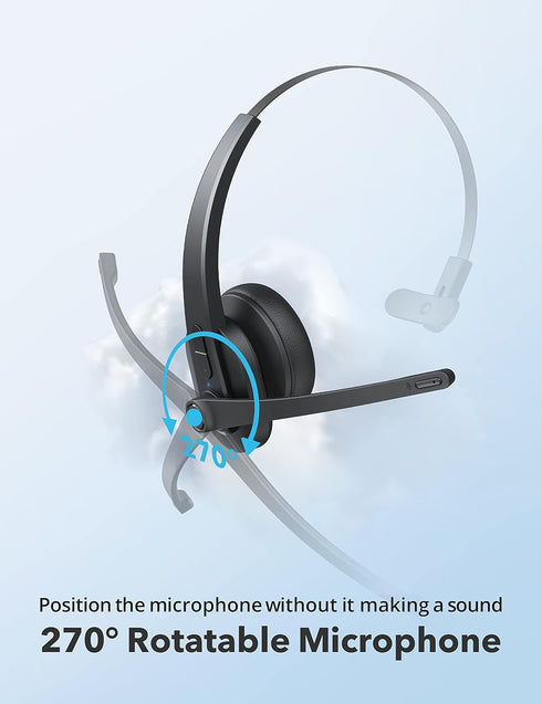 Thauker Bluetooth Headset with Microphone, Noise Cancelling Mic, Mute Button, On Ear Headphone Bluetooth 5.0, 34H with