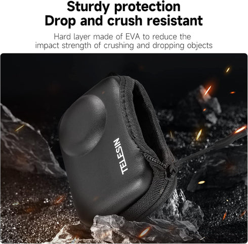 TELESIN Small Carry Case Lens Protector for DJI Action 4/3, Mini Carrying Bag for DJI Osmo Action Selfie Stick