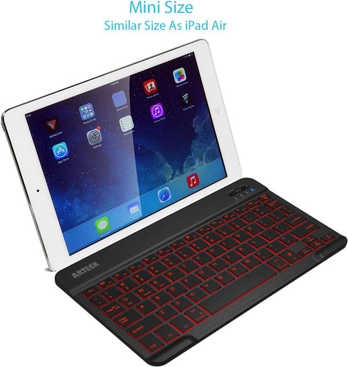 Arteck Universal Backlit 7-Colors Slim Portable Wireless Bluetooth 3.0 Keyboard for iOS, Android, Windows Tablets