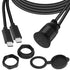 QIANRENON 2 USB C Threaded Flush Mount Waterproof Cable, Dual USB C 2.0 Male to Female Car Dash Mount Extension Cable