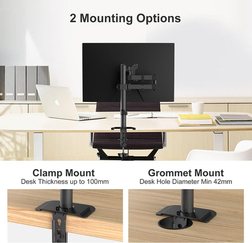 Bracwiser 13-32 inch 22lbs 13 15 17 19 20 22 23 24 26 27 30 32 inch 75 100 (MD7421) Monitor Mount Single Fully