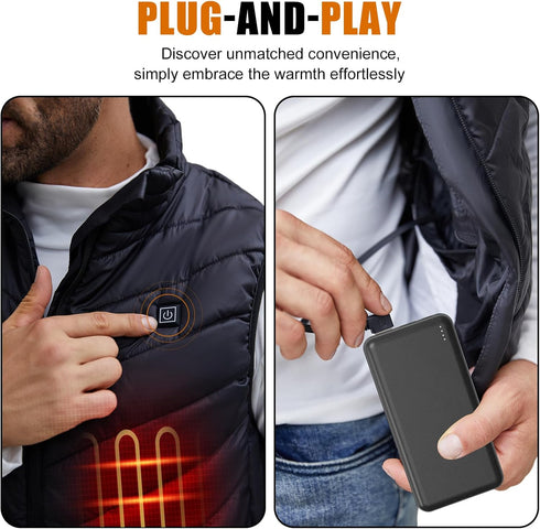 20000mAh Heated Electric Vest Jacket Battery Pack, Power Bank for Heating Vests with Dual USB Output (Not for 7.4v