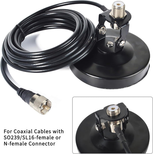 TWAYRDIO 180 10CM/4 Inch Angle Adjustable Radio Antenna Magnetic Mount Base for Car Mobile Transceiver