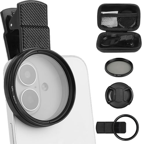 incthoust 52mm Clip-0n Cpl Phone Cameralens Filter Kit,Upgrade Circular Polarizing Filter Compatible with