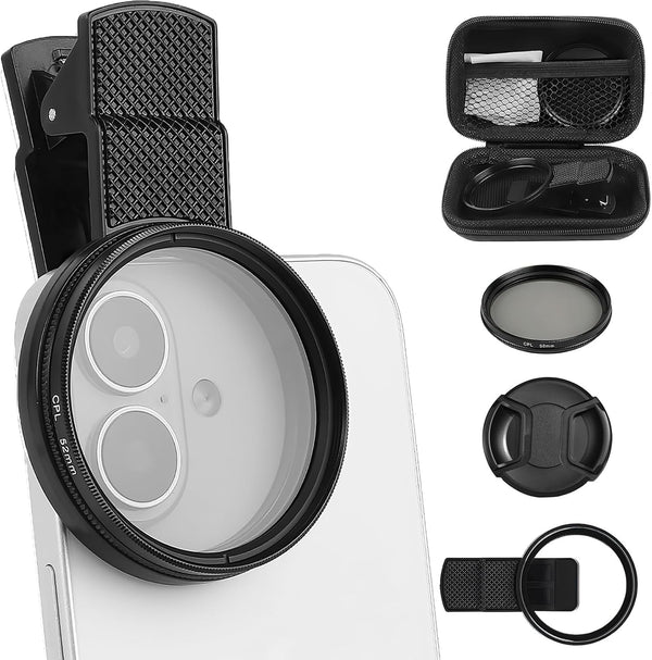 incthoust 52mm Clip-0n Cpl Phone Cameralens Filter Kit,Upgrade Circular Polarizing Filter Compatible with