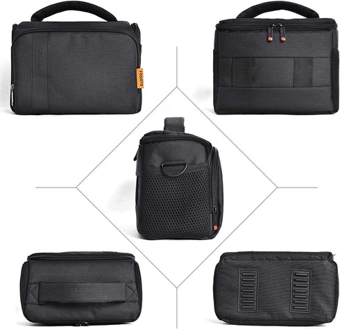 FOSOTO Waterproof Shoulder Camera Case Bag with Rain Cover, Compatible for Nikon D5600 D750 D3300 Canon Rebel SL2 T7i