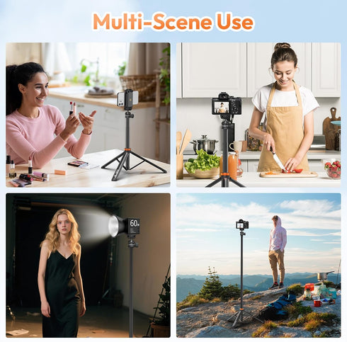 79" 1/4" 360 Extendable Tripod Aluminum, Portable Adjustable Light Stand with Screw, Ball Head Camera Phone Tripod