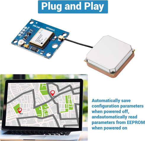 hiBCTR 2-Pack GY-NEO6MV2 NEO-6M 3V-5V 2.5 GPS Flight Controller Module with Super Ceramic Antenna for Arduino EEPROM