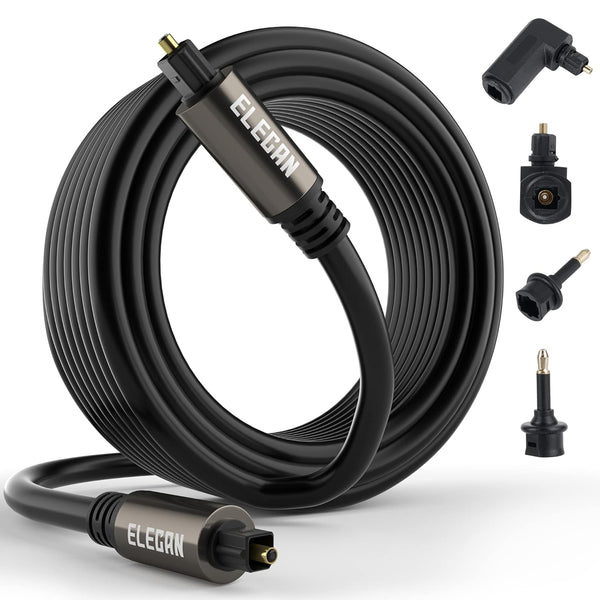 Optical Audio Cable 30 Ft, Digital Toslink Cable Cord, Gold Plated, Flexible & Durable for Home Theater, Sound Bar, PS4