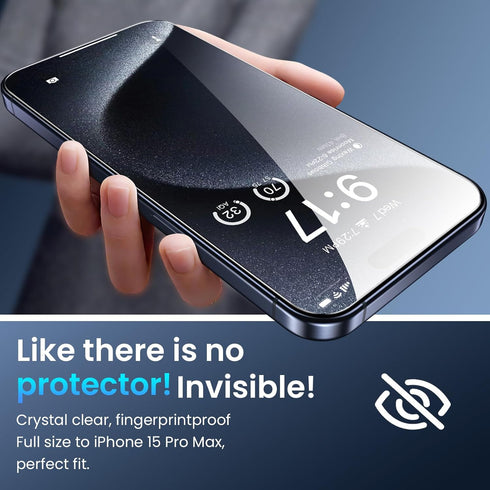 Fotbor iPhone 15 Pro Max Screen Protector & Camera Lens Protector, 3+3 Pack, HD Clear, Tempered Glass, Easy Install.