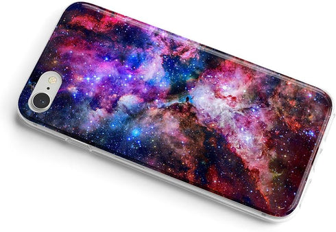 Case for iPhone SE 3/2 (2022/2020 Edition) Slim TPU Flexible Soft Silicone Protective Cover, Outer Space Nebula Design