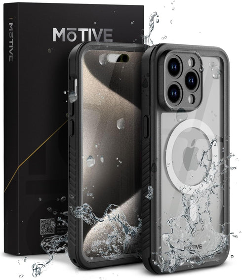 MOTIVE Waterproof Case for iPhone 15 Pro Max, Built-in Screen Protector, Compatible with MagSafe, Dustproof,