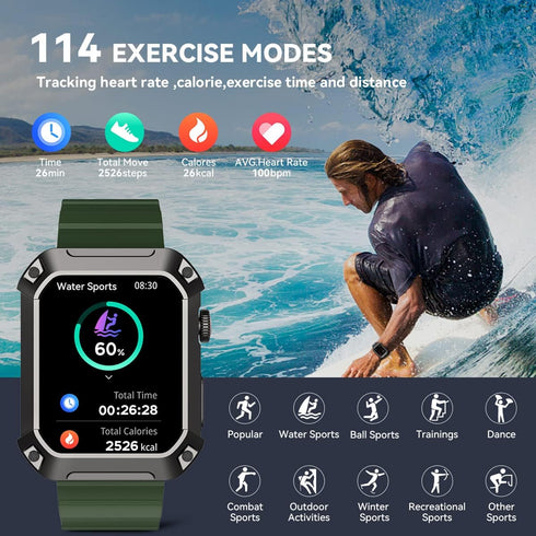 Njord Gear Military Smart Watches for Men, Bluetooth Call, 5ATM Waterproof, Fitness Tracker, Heart Rate Monitor