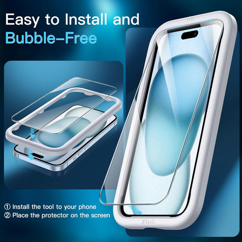 JETech Screen Protector for iPhone 15 Plus 6.7-Inch, Bubble Free, Tempered Glass Film, Case-Friendly, Easy