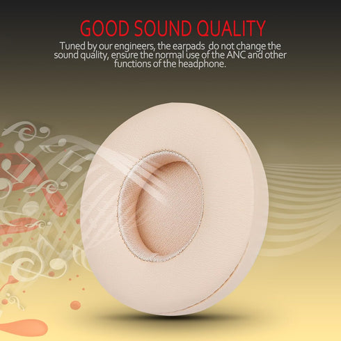 Krone Kalpasmos Earpad Replacement for Beats Solo 2 & 3 - Premium Protein Leather Memory Foam, Easy Install, Satin Gold.
