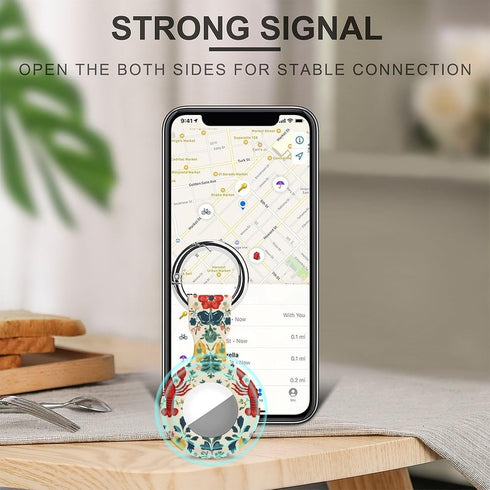 Generic Vintage Lobster Floral Case Compatible with Airtag Holder Keyrings Keychains for Keys Luggage Bags