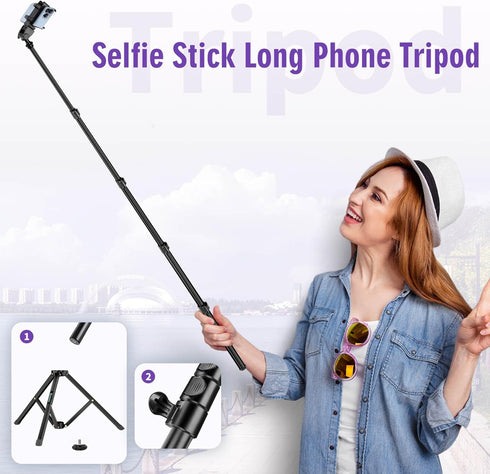Nineigh 80" Phone Tripod, Selfie Stick Cellphone Tripod, Aluminum Tripods Stand for Video Photo Vlog, Travel Tripods