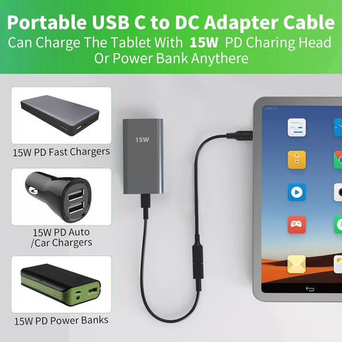Varbmt 2Pack 15W 5V 3.5mm 1.35mm 3.28Ft PD USB C to DC x Adapter Cable, Type C Female to DC Power Charger Converter