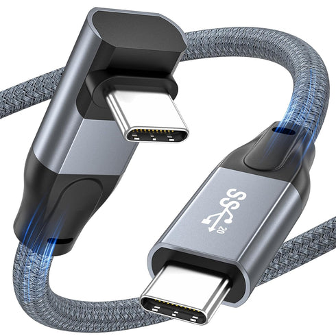 USB C to USB C Cable 90 Degree, 20Gbps Data Transfer 4K 60Hz Video Monitor Cable, 100W Fast Charging - Compatible with