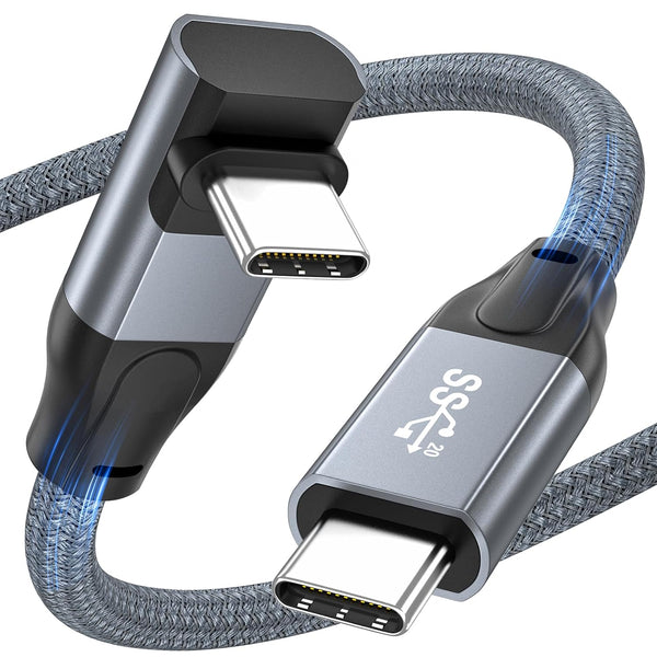 USB C to USB C Cable 90 Degree, 20Gbps Data Transfer 4K 60Hz Video Monitor Cable, 100W Fast Charging - Compatible with