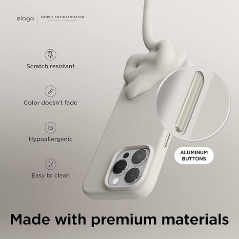 elago Magnetic Silicone Case for iPhone 15 Pro (6.1") - Shockproof, Soft Grip, Built-in Magnets, Compatible with