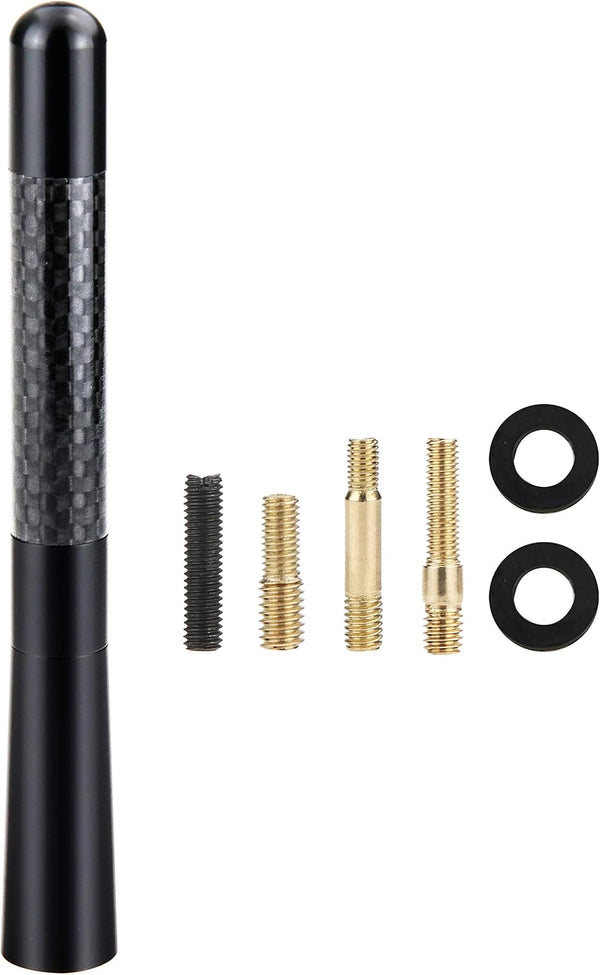 Tecreddy Short Car Antenna Mast Carbon Fiber Truck Vehicle Replacement Antenna 4.7 inch