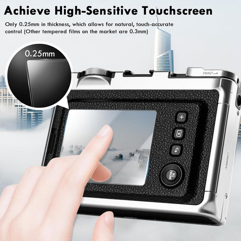 Rieibi Lens Cap & Screen Protector for Fujifilm Instax Mini EVO, Accessories with Anti-Loss String & LCD Protector