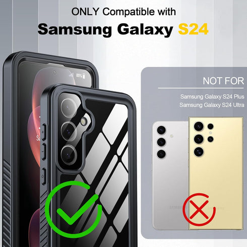 ANTSHARE for Samsung Galaxy S24 Case Waterproof, Built-in Lens & Screen Protector 360° Full Body Heavy Duty Protective Shockproof IP68 Underwater Case for Galaxy S24 (2024) 5G-Black