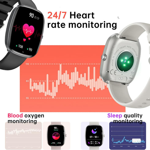 Smart Watch for Women Men - 1.83" Fitness Activity Trackers - Answer/Make Calls - Heart Rate Sleep Tracker, Compatible
