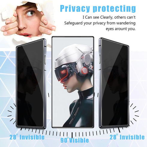 for Nubia Red Magic 9 Pro/Magic 9 Pro+ Privacy Screen Protector and Camera Lens Protector, Anti-Spy Flexible 9H Hardness