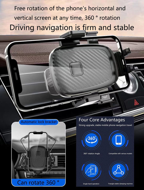Car Mount Phone Holder: Clamp Type Navigation Mount for All Smartphones, Cell Phone Holder with Screw Hook
