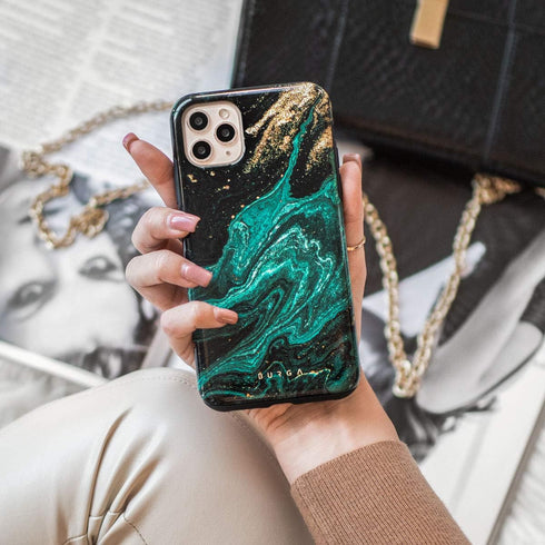 BURGA Phone Case for iPhone 13 - Cute Aesthetic Pattern Hard Shell Protection Cover for Women and Men, Emerald Pool