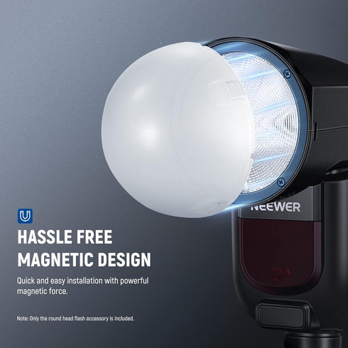 NEEWER Magnetic Dome Diffuser for Round Head Speedlite Flash, Light Modifier for Z2 Z1 Speedlite