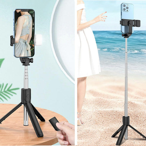 Tengsun 28" 360Rotation Phone Tripod & Selfie Stick Travel Tripod for iPhone Selfies, with Phone Holder Selfie Stick