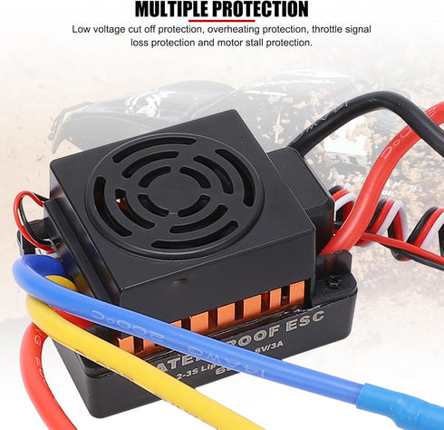 60A 1/10, 1/12 1/16 Waterproof RC Brushless ESC, for and Scale RC Vehicles, Cars, Trucks, Boats, and Aircraft