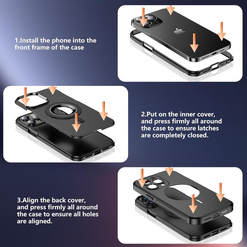 Temdan Magnetic iPhone 13 Pro Case - Black, Military Grade Drop Protection, Shockproof, Compatible with MagSafe.