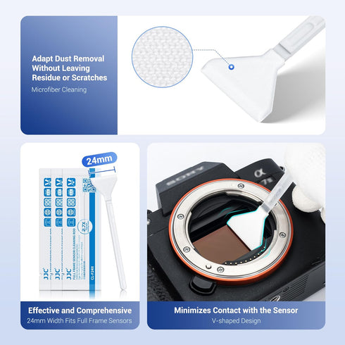 Upgraded Camera Sensor Cleaning Kit with Built-in Light Cleaner Handle & 10PCS 24MM Sensor Cleaning Swabs