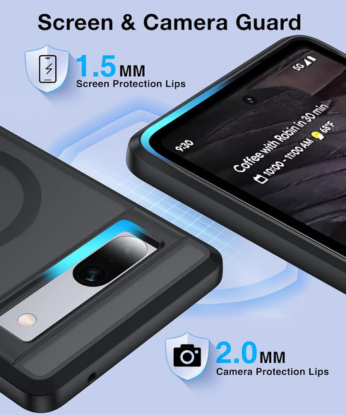 NO.1 Magnetic Google Pixel 7a Case, Compatible with MagSafe, Anti-Fingerprint Slim Fit Military Shockproof Cover