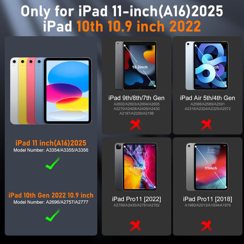 Ubearkk (A16) 11th/10th 11/10.9 Inch 2025/2022, a16 360 Case for iPad Generation for iPad case with Screen Protector