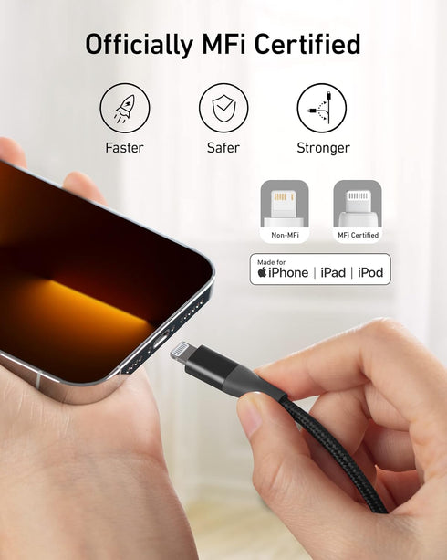 Anker Powerline+ II Lightning Cable (10 ft) - MFi Certified, Extra Long iPhone Charger for iPhone SE, 11 Pro Max, iPad