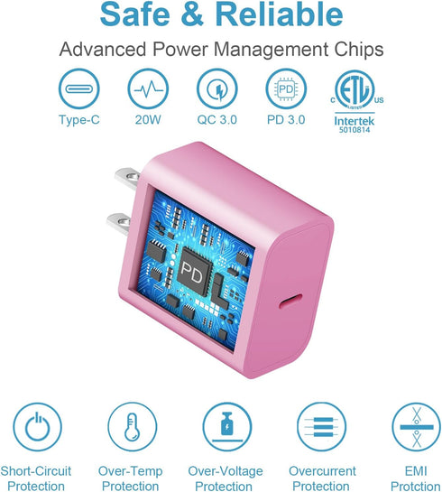 iPhone Charger Super Fast Charging 20W PD Power Wall Charger with 6FT Cable Compatible with iPhone 14/13/12/11 Pro Max