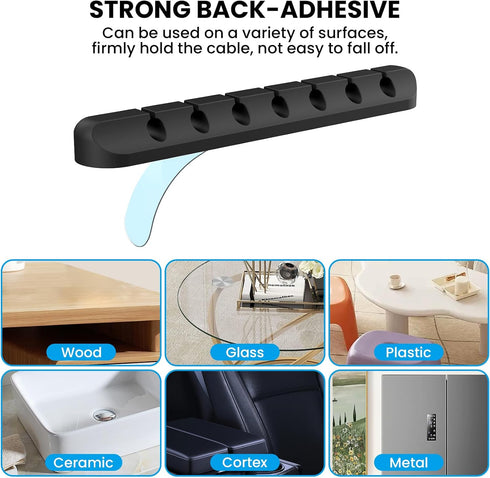 AhaStyle 3 Pack Cable Clips, Self-Adhesive Cord Holders for Desktop Organizing USB and Power Cords