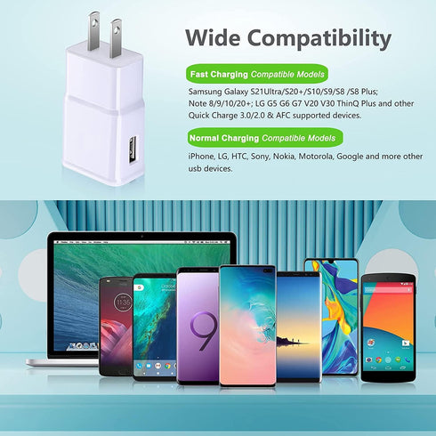 Eversame 6-Pack Adaptive Fast Charging Wall Charger, USB Block for Samsung Galaxy, iPhone, LG, HTC